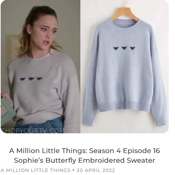 Aritzia Sunday Best Grey Crew Neck Sweater with butterfly embroidery size - Picture 3 of 10